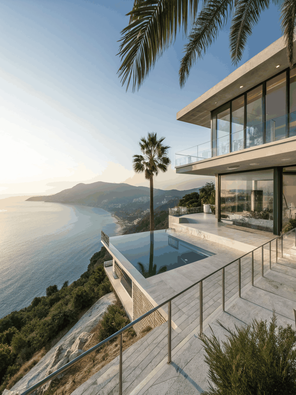 Aerial view of a luxury coastal development project