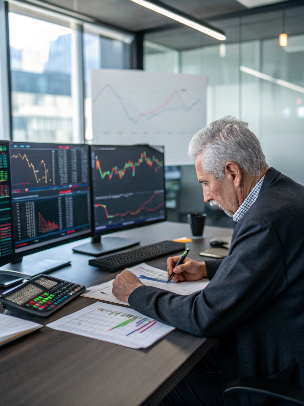 Professional analyst reviewing market data