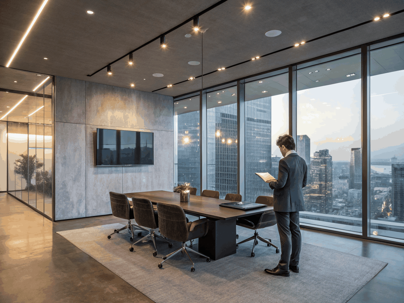 Newport Beach boardroom with floor-to-ceiling glass